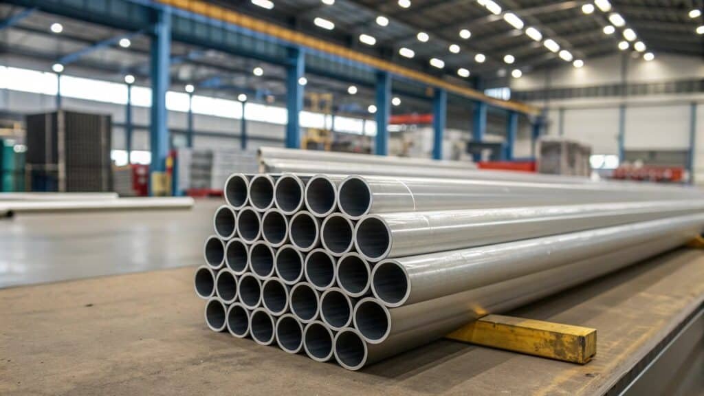 An animated graphic showing a formula: Volume (L x W x H) x Density (2700 kg/m³) = Weight (kg).